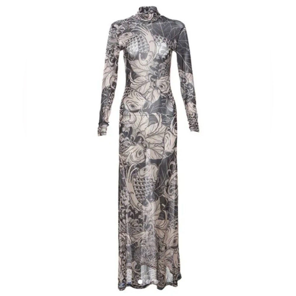Bodycon Graphic Print Maxi Dress